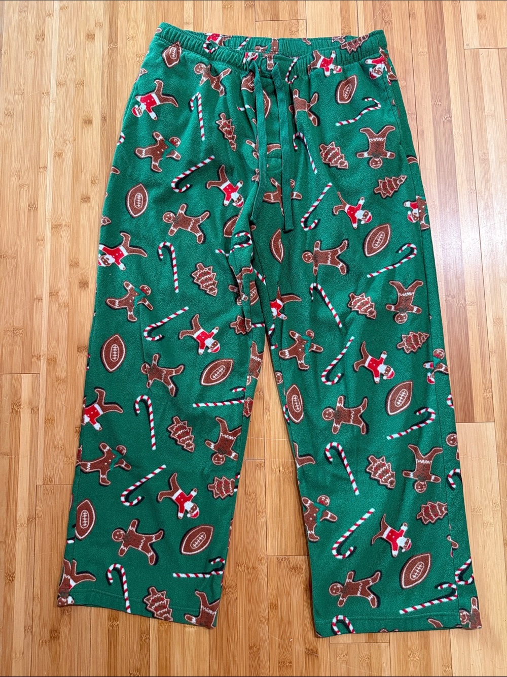 Mens Green Gingerbread Print Pajama Pants